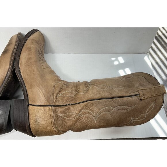 Dan Post Cowboy Boots Mens Size 10D Tan Leather Western Classic Made USA 90s - Picture 8 of 15